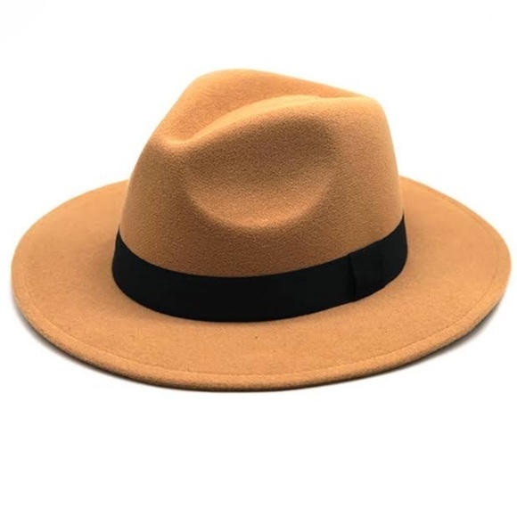 WOOL FEDORA ADJUSTABLE CAMEL BROWN HAT EUC - Picture 1 of 5